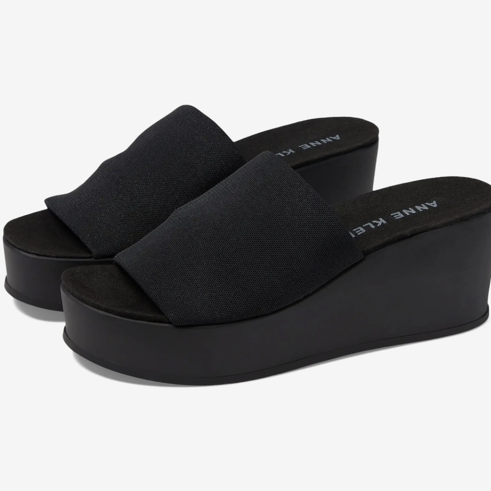 ANNE KLEIN Venti Black Wedge Sandals-worn once